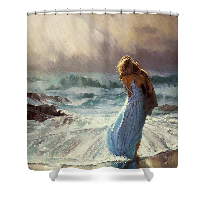Ocean Shower Curtain featuring the painting On Watch by Steve Henderson