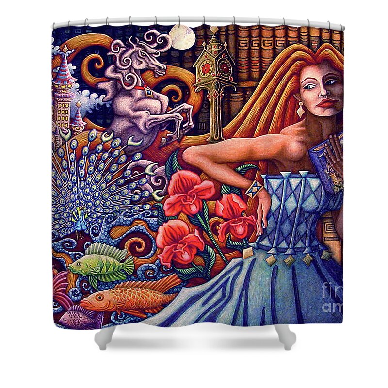 Tropical Fish Shower Curtain featuring the painting Once Upon A Dream... by Amy E Fraser