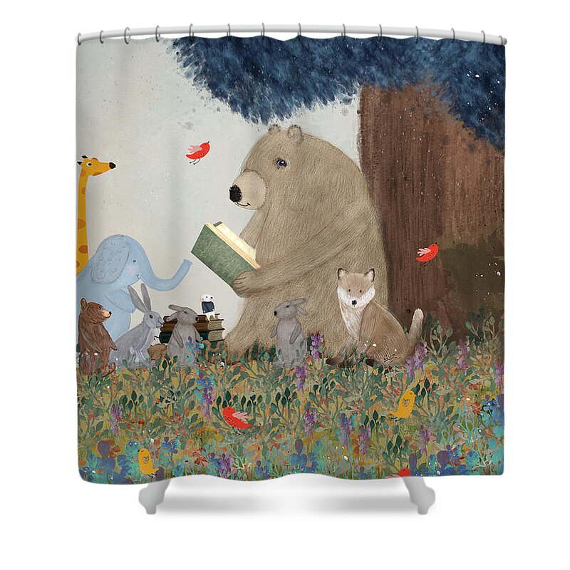 Nursery Art Shower Curtain featuring the painting Once Upon A Time by Bri Buckley