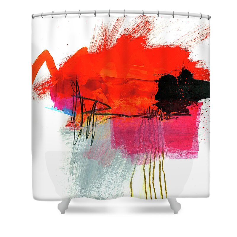 Abstract Art Shower Curtain featuring the painting One of These Days #5 by Jane Davies