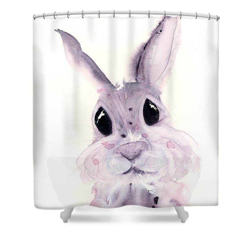 Bunny Shower Curtain featuring the painting Oops by Dawn Derman