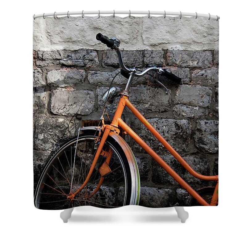 Netherlands Shower Curtain featuring the photograph Orange Bike by If I Were Going Photography - Leonie Poot