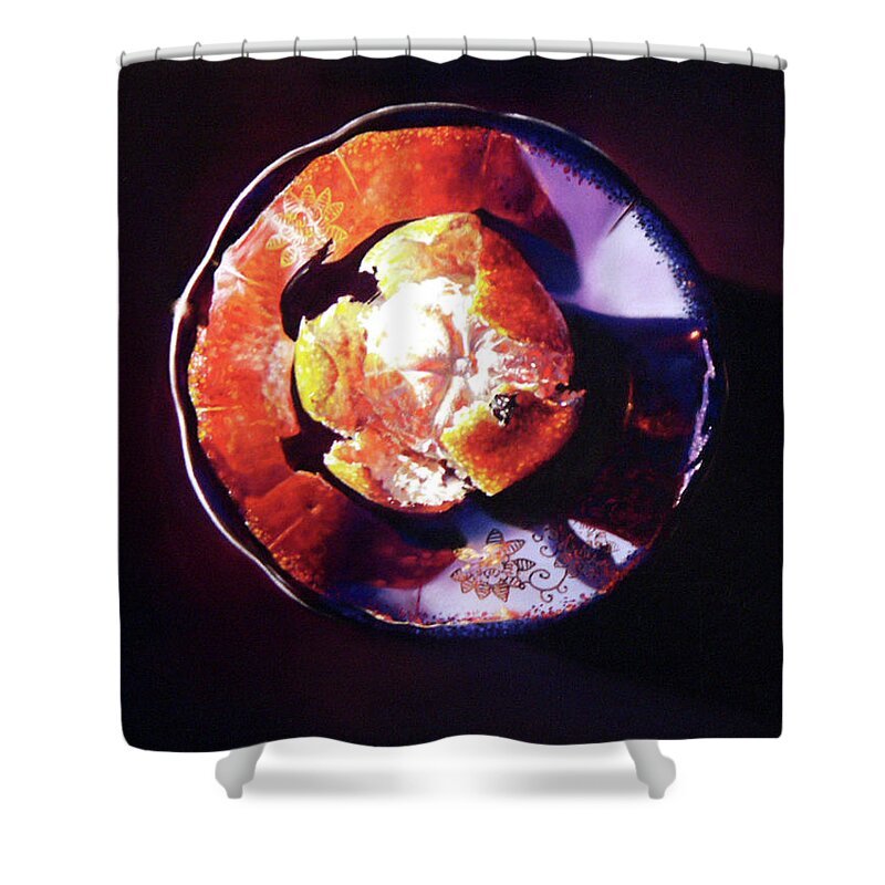 Mandarin Orange Shower Curtain featuring the pastel Orange Blossom by Dianna Ponting