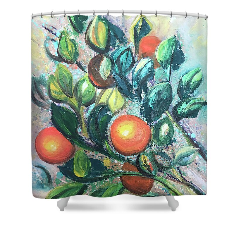 Orange Shower Curtain featuring the painting Oranges by Gina De Gorna