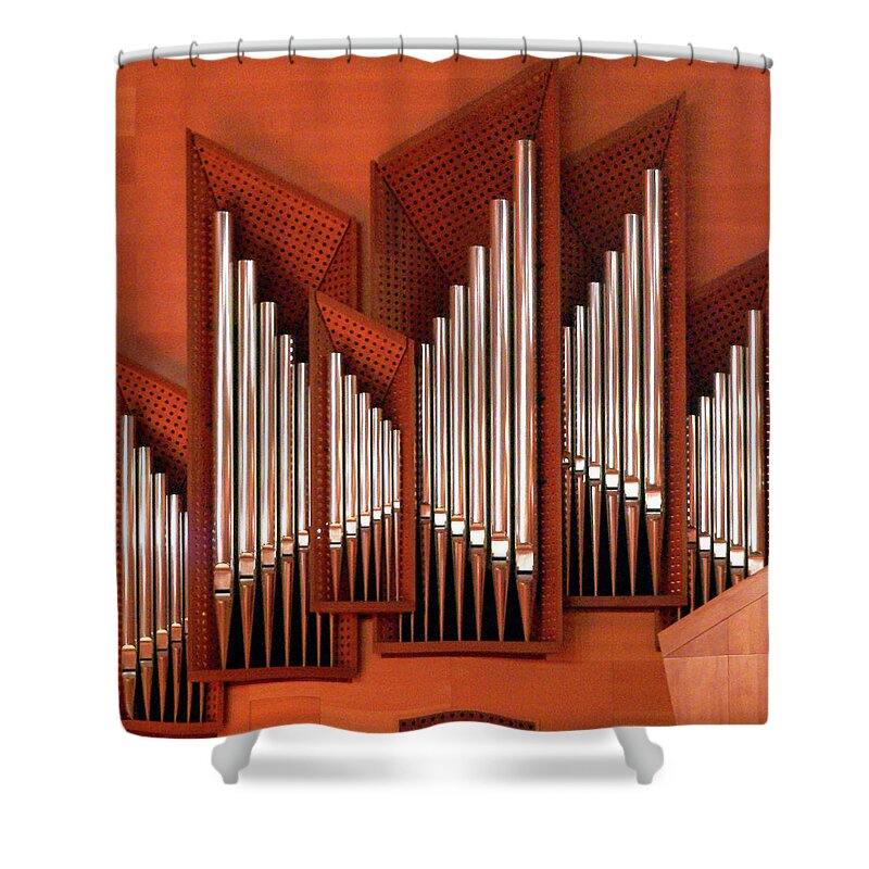 Orange Color Shower Curtain featuring the photograph Organ Of Bilbao Jauregia Euskalduna by Juanluisgx