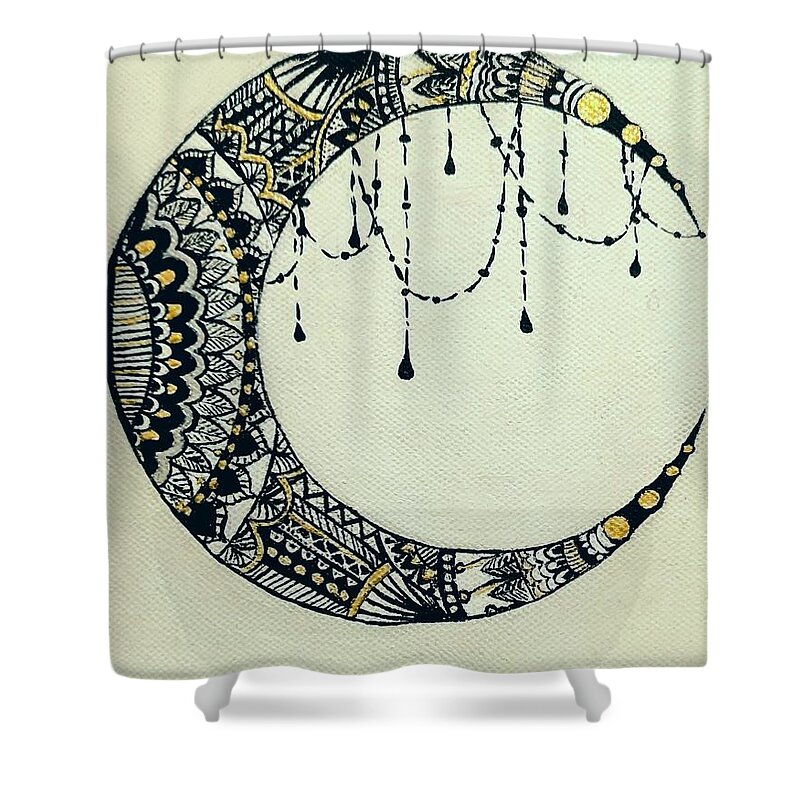 Moon Shower Curtain featuring the painting Ornamental Moon by Helena Brnadic