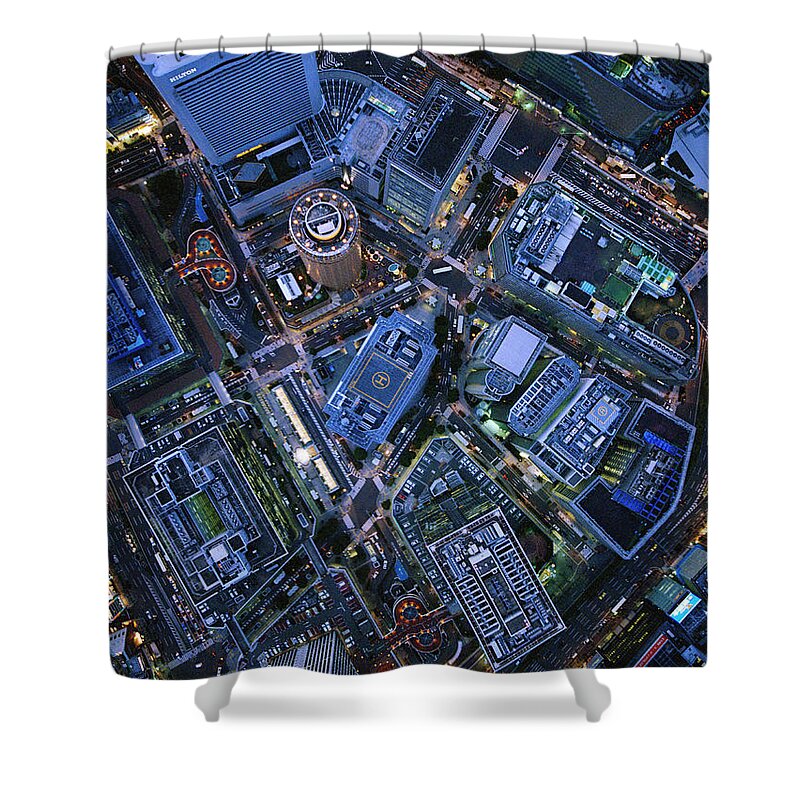 Osaka Prefecture Shower Curtain featuring the photograph Osaka Umeda Aerophotograph by Michael H