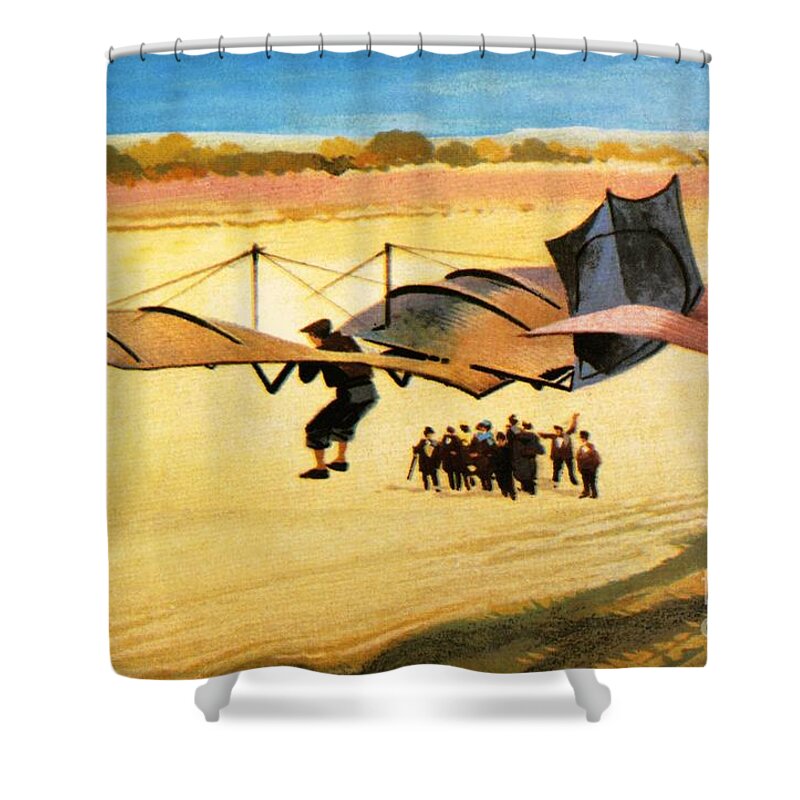 Early Aviation Shower Curtain featuring the painting Otto Lilienthal by Ferdinando Tacconi