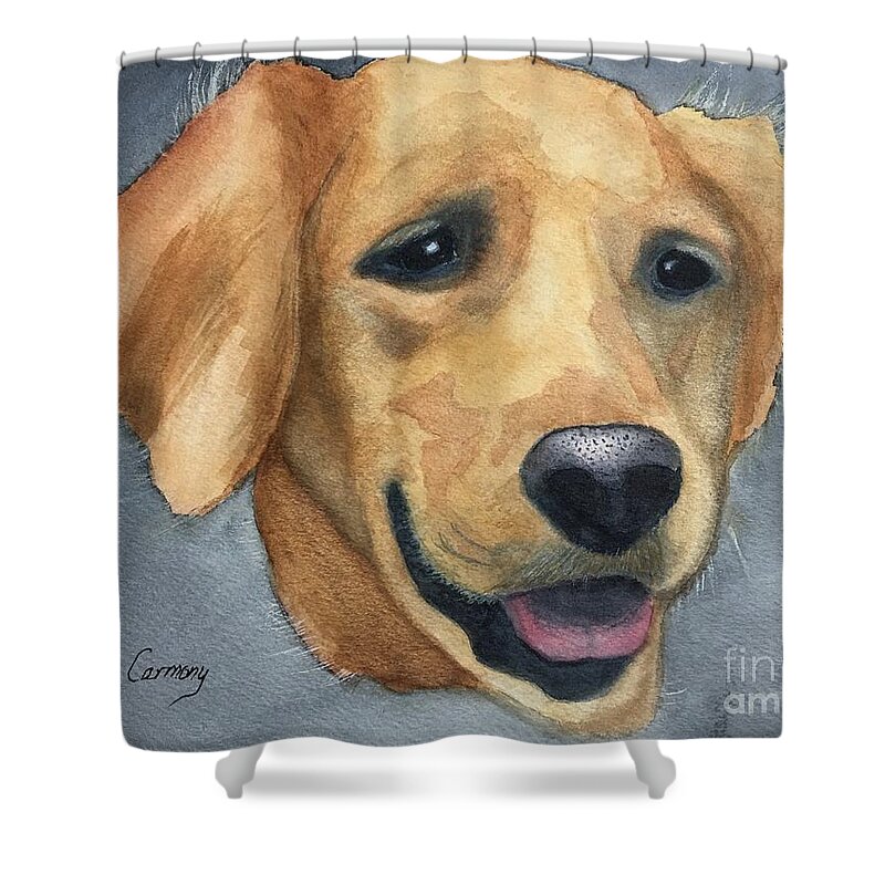 Golden Retriever Shower Curtain featuring the painting Our Best Friend Josie by Sue Carmony