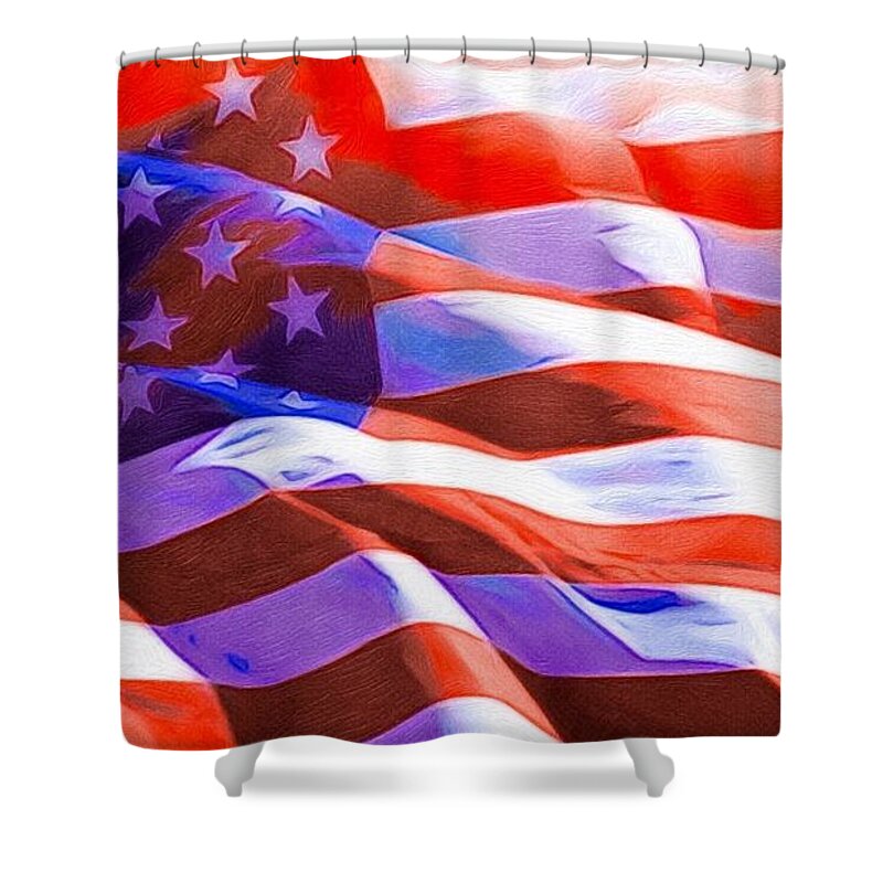 Brushstroke Shower Curtain featuring the photograph Our Stars and Stripes by Jacqueline Manos