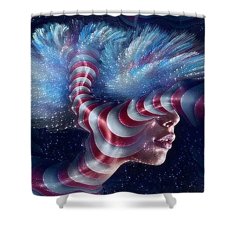 Abstract Shower Curtain featuring the digital art Outer Limits by Teresa Trotter
