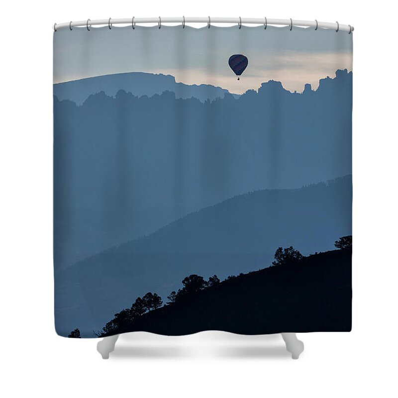 Balloon Shower Curtain featuring the photograph Over The Cimarrons by Denise Bush