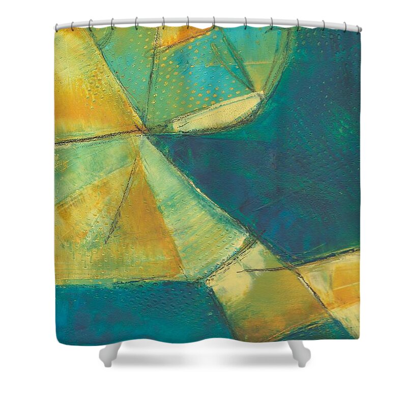 Oil Shower Curtain featuring the painting Over The Sea by Christine Chin-Fook
