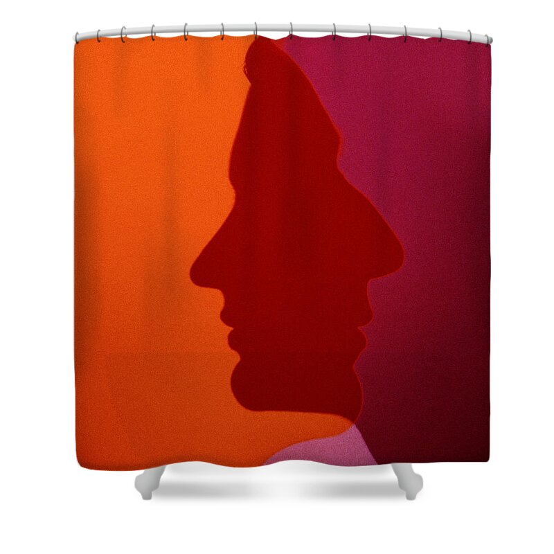 Orange Color Shower Curtain featuring the photograph Overlapping Silhouette Profiles by Tim Platt