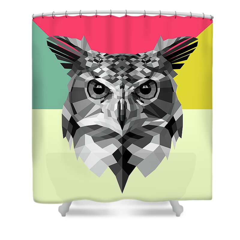 Owl Shower Curtain featuring the digital art Owl by Naxart Studio