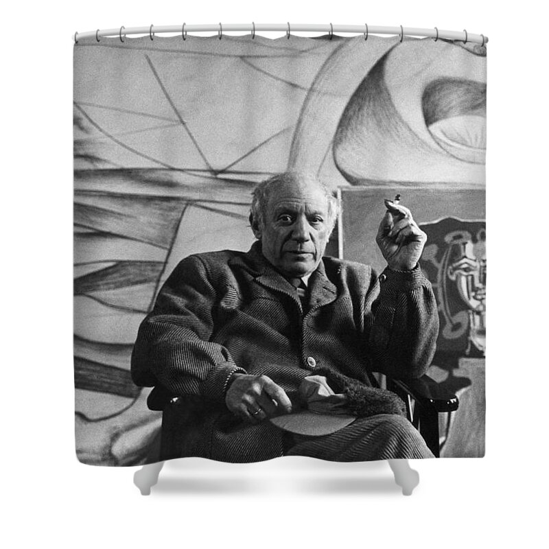 Art Shower Curtain featuring the painting Pablo Picasso by Sanford Roth