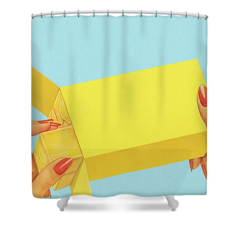 Blue Background Shower Curtain featuring the drawing Package of Butter by CSA Images