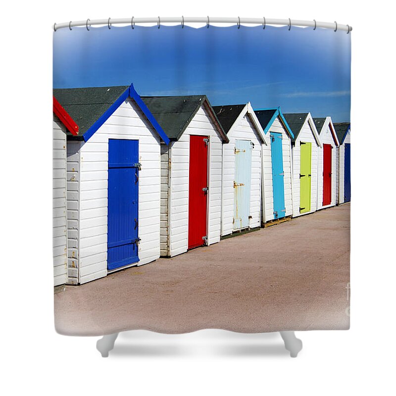 Paignton Shower Curtain featuring the photograph Paignton Beach Huts by David Birchall