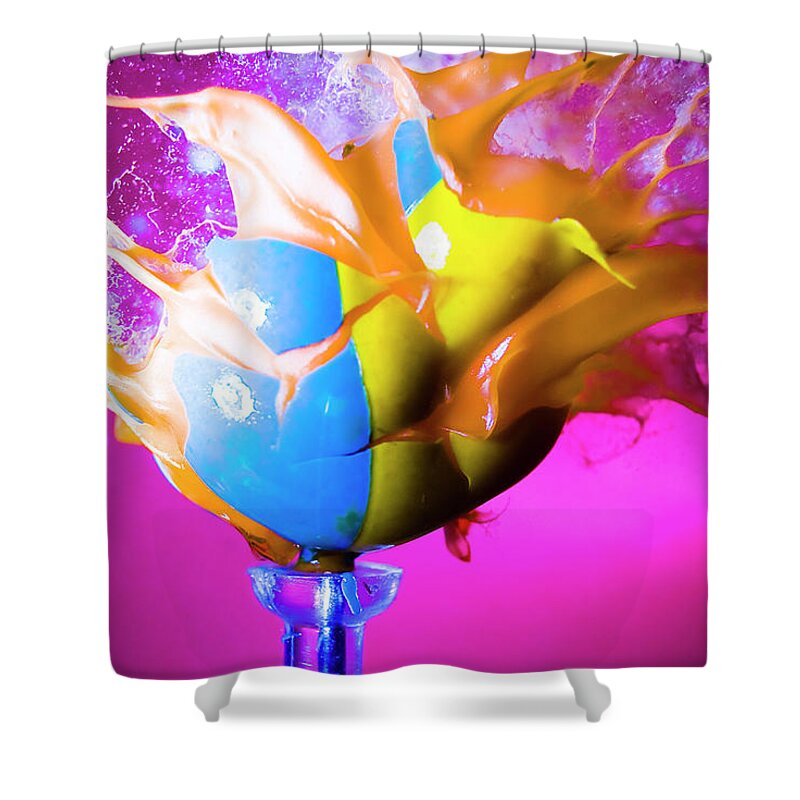 Art Shower Curtain featuring the photograph Paintball Blast by Colorful High Speed Photographs
