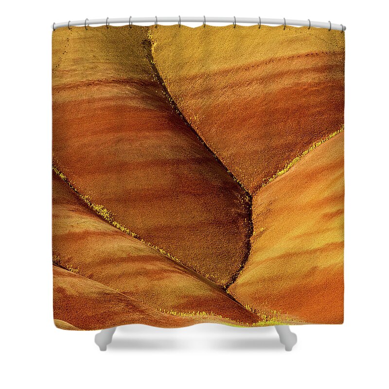 Paintd Hills Creases Shower Curtain featuring the photograph Painted Hills Creases by Jean Noren