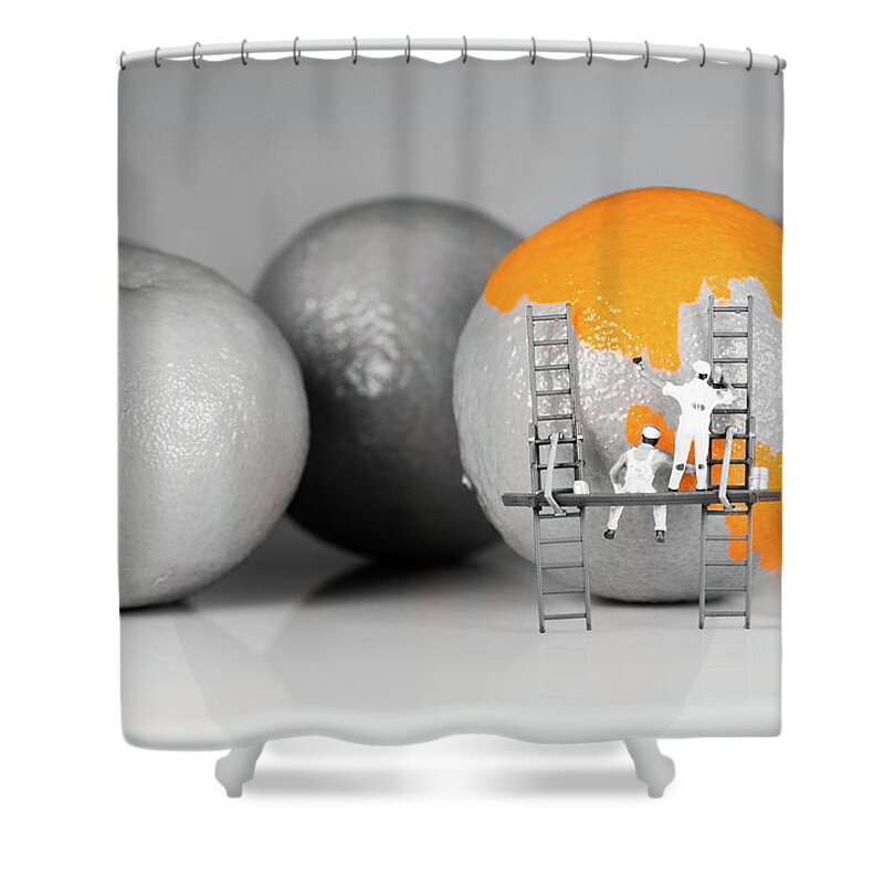 Background Wallpaper Shower Curtain featuring the photograph Painters on an Orange by Tammy Ray