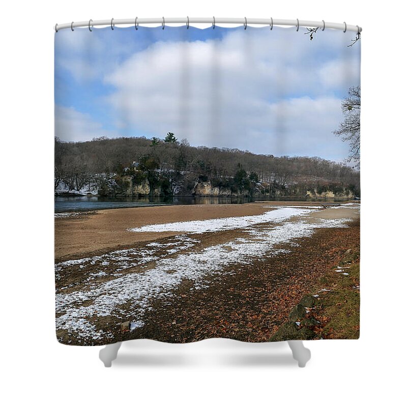 Iowa State Park Shower Curtain featuring the photograph Palisades Kepler in Winter by Sandra J's