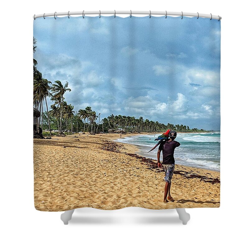 Punta Cana Shower Curtain featuring the photograph Palm Tree Paradise by Portia Olaughlin