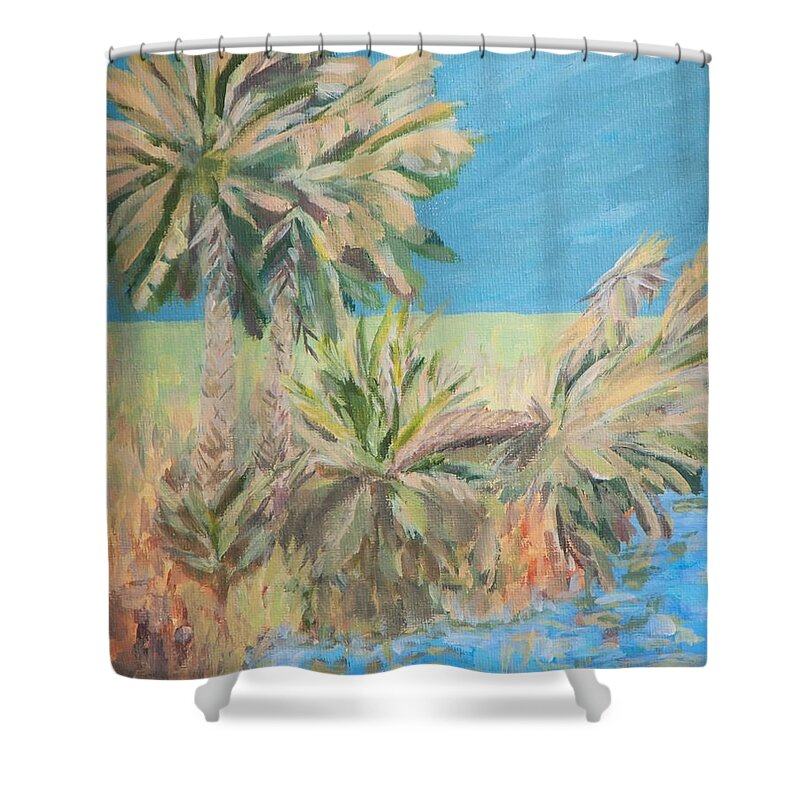 Landscape Shower Curtain featuring the painting Palmetto Edge by Deborah Smith