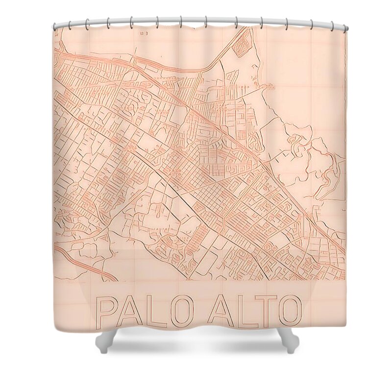 Palo Alto Shower Curtain featuring the digital art Palo Alto Blueprint City Map alt by HELGE Art Gallery