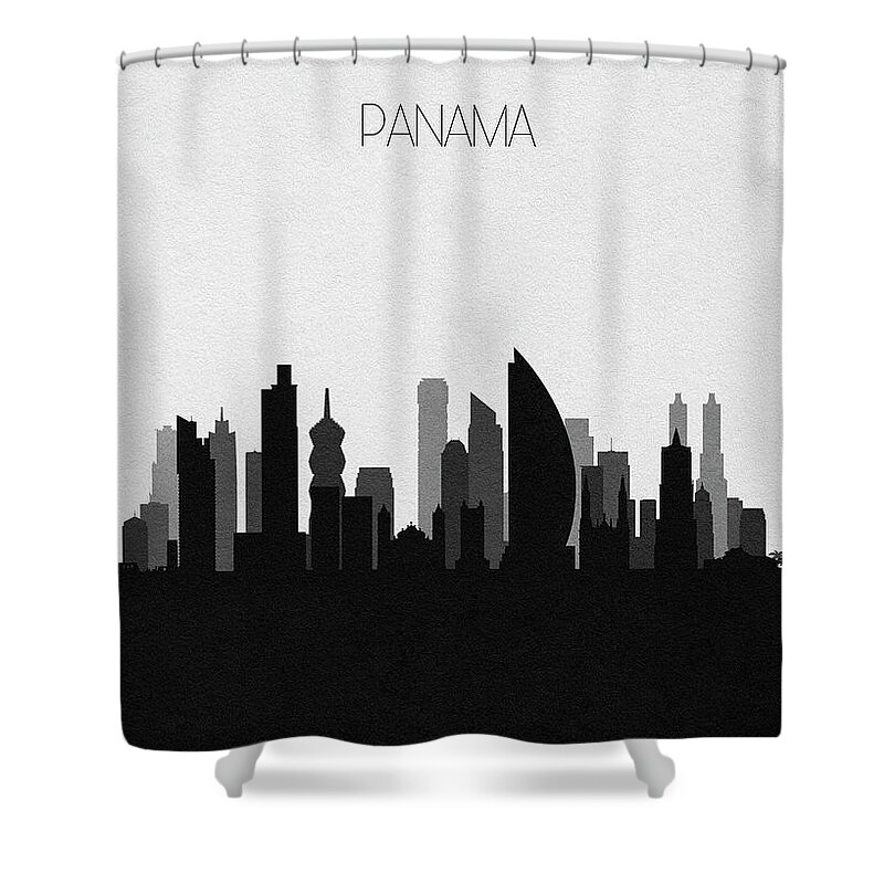 Panama Shower Curtain featuring the digital art Panama Cityscape Art by Inspirowl Design