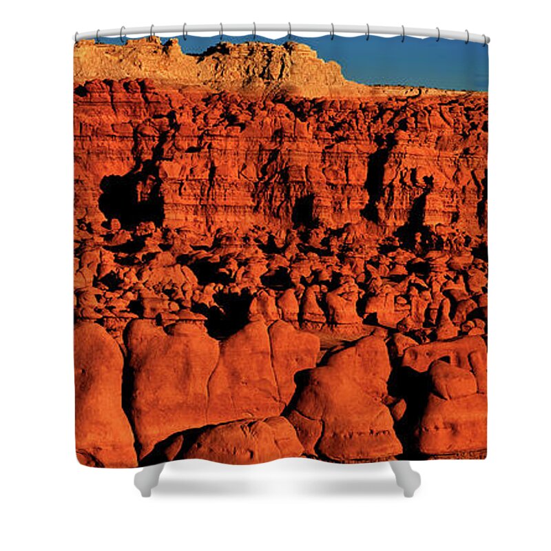 Dave Welling Shower Curtain featuring the photograph Panorama Goblin Valley Utah by Dave Welling