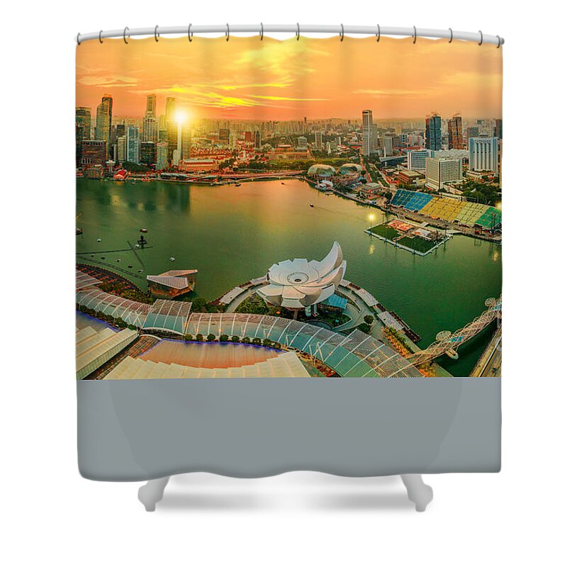 Singapore Shower Curtain featuring the photograph Panorama Marina bay Singapore by Benny Marty