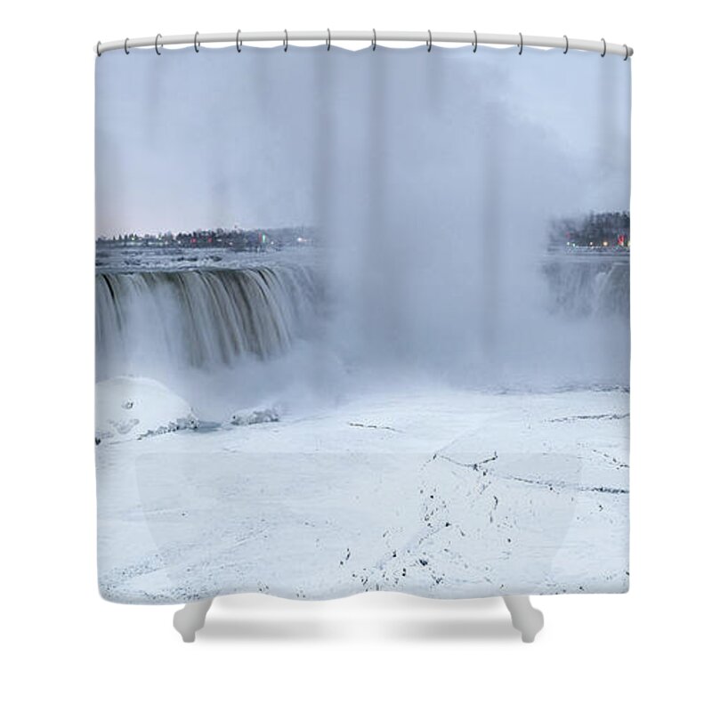 Canada Shower Curtain featuring the photograph Panoramic view Niagara Falls by Nick Mares