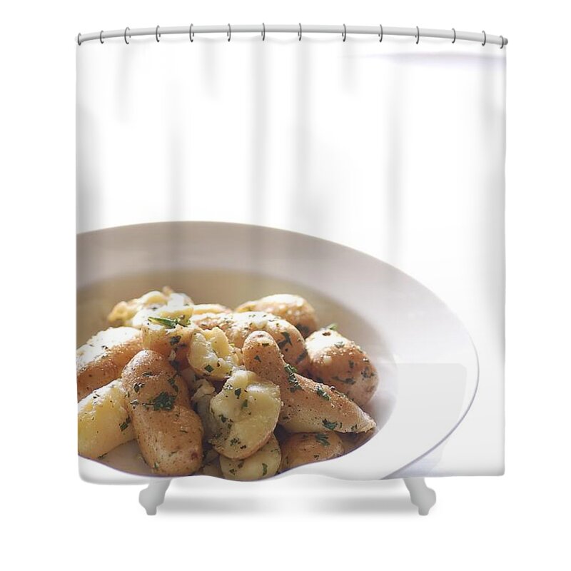 White Background Shower Curtain featuring the photograph Parsley Potatoes by Julie Clancy