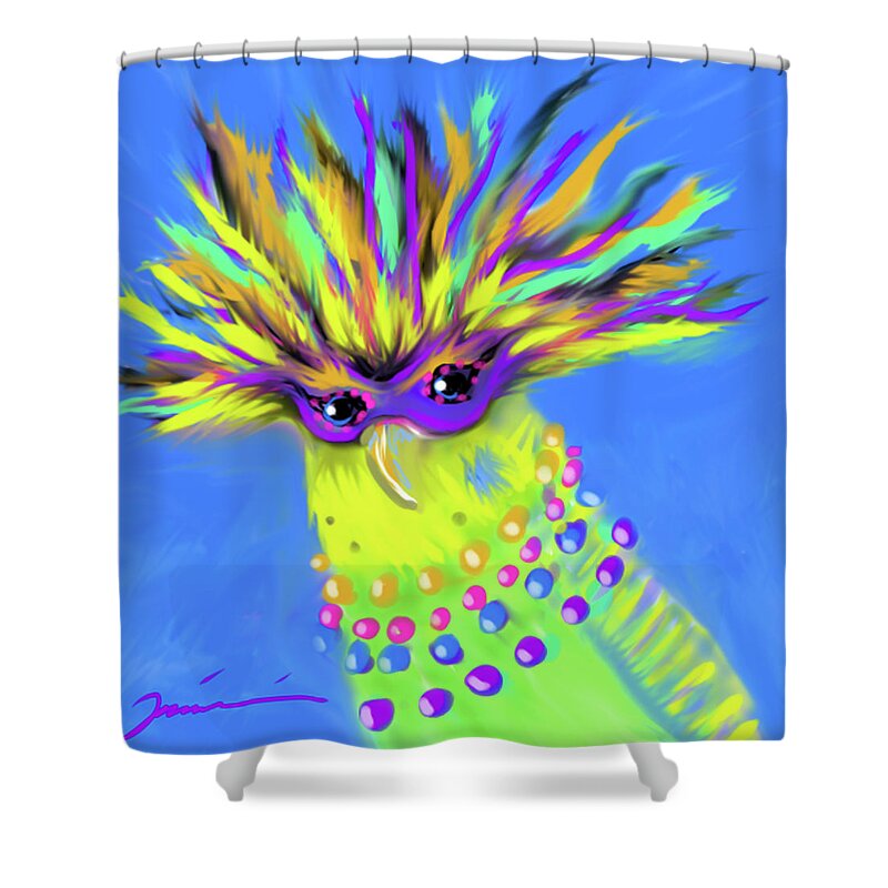 Bird Shower Curtain featuring the digital art Party Animal by Jean Pacheco Ravinski