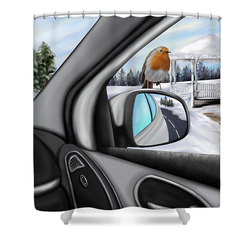 Sunday Drive Shower Curtain featuring the digital art Passenger on a Sunday Drive by Mark Taylor