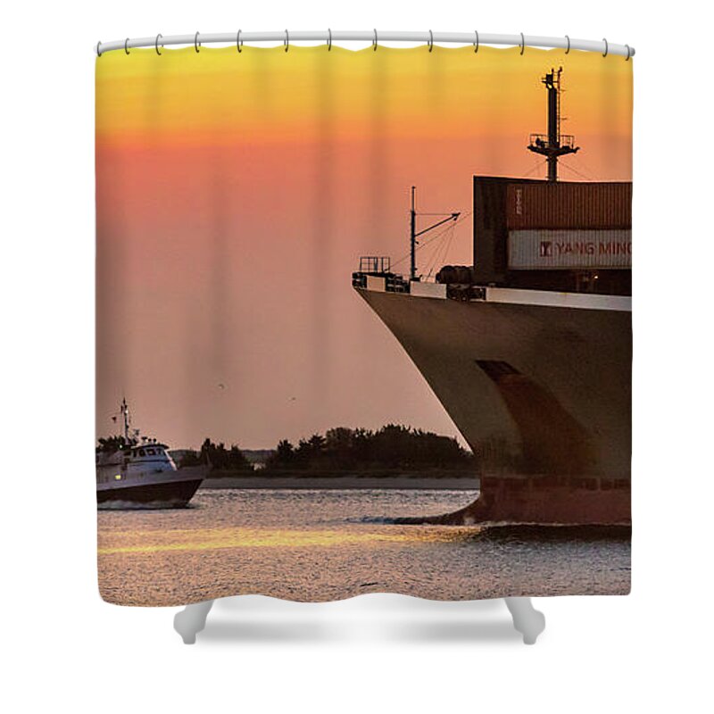 Southport Shower Curtain featuring the photograph Passing on the River by Nick Noble