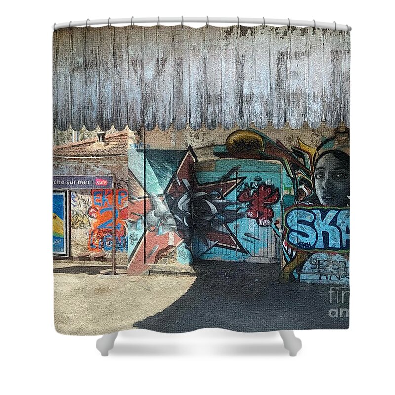 Train Station Shower Curtain featuring the digital art Passing Villefranche sur mer by Diana Rajala