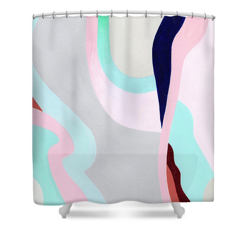 Abstract Shower Curtain featuring the painting Pastel Highlands Vi by Grace Popp
