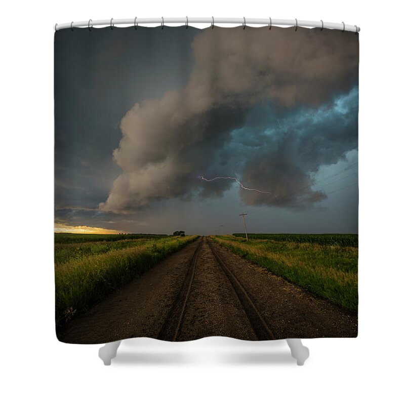 Thunderstorm Shower Curtain featuring the photograph Path less traveled by Aaron J Groen