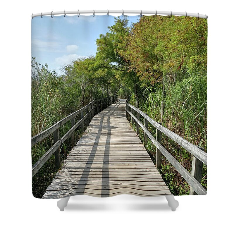 Architecture Shower Curtain featuring the photograph Path to Unknown by Liza Eckardt