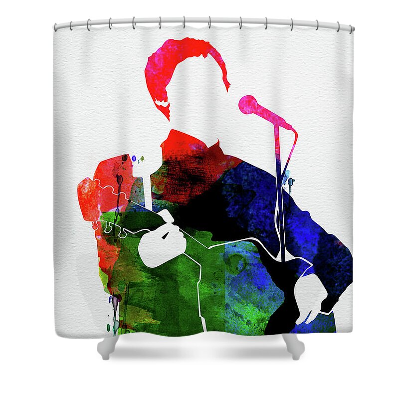 Paul Mccartney Shower Curtain featuring the mixed media Paul McCartney Watercolor by Naxart Studio