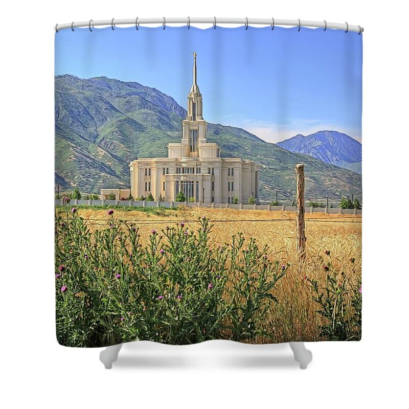 Payson Shower Curtain featuring the photograph Payson Temple by Donna Kennedy