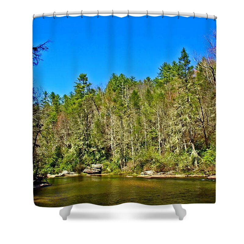 River Shower Curtain featuring the photograph Peace Along the River by Allen Nice-Webb