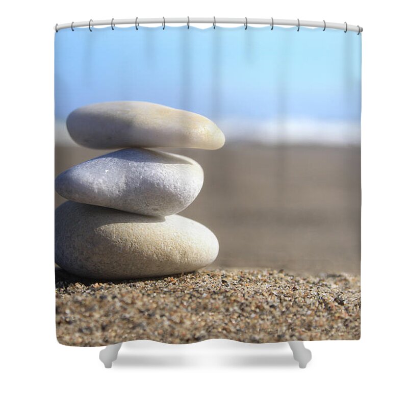 Heap Shower Curtain featuring the photograph Peace On The Seashore by Adivin