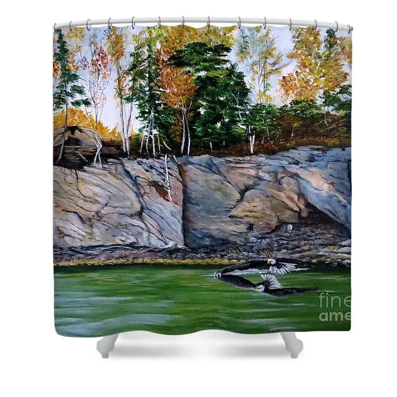 Bald Shower Curtain featuring the painting Peace Within by Marilyn McNish