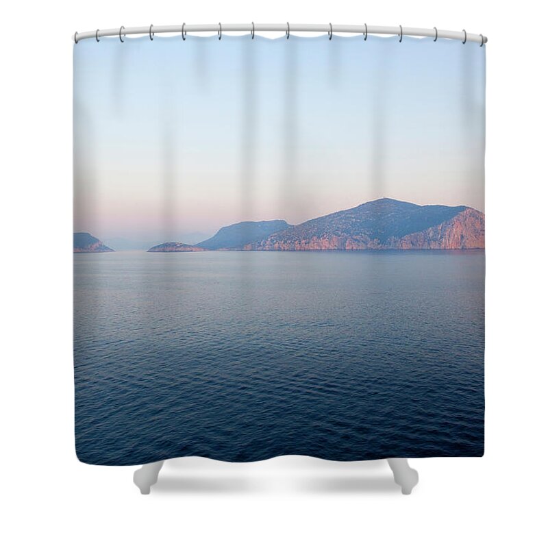 Tranquility Shower Curtain featuring the photograph Peaceful Waters In Golfo Aranci by Studio Box