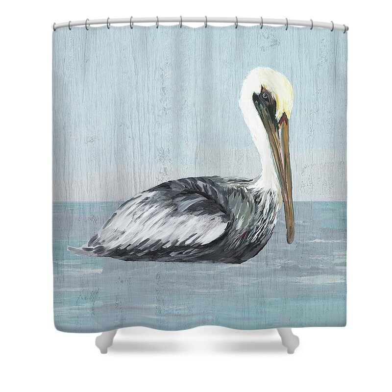 Pelican Shower Curtain featuring the painting Pelican Wash IIi by South Social D