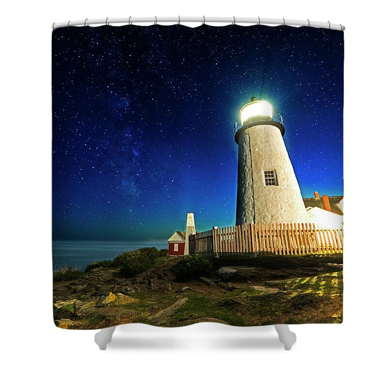 Pemaquid Shower Curtain featuring the photograph Pemaquid Point Lighthouse Bristol Road Maine by Toby McGuire