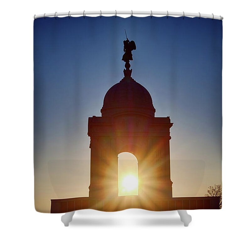 Sun Shower Curtain featuring the photograph Pennsylvania State Monument by Travis Rogers